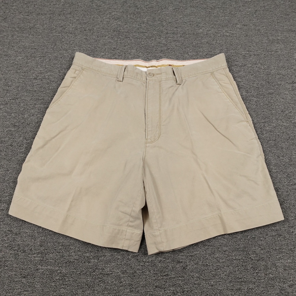 Tommy Bahama Shorts Mens 34 Beige Chino Stretch Flat Front 9 Inseam Casual